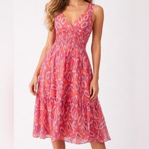 Diane Von Furstenberg DVF for Neiman Marcus Women’s Size 2 Silk Coral Dress Midi